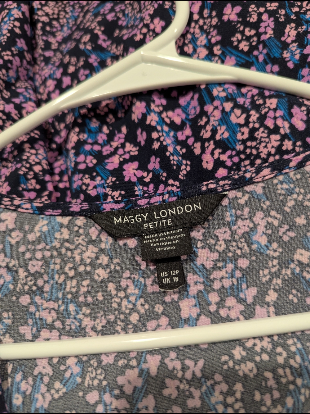 Maggy London Lavender and Blue Floral V-Neck Midi Dress - Picture 2 of 2